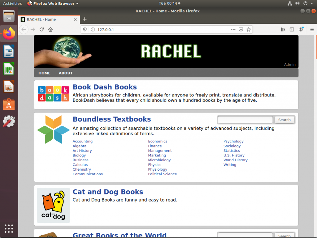 TIB desktop example showing educational content